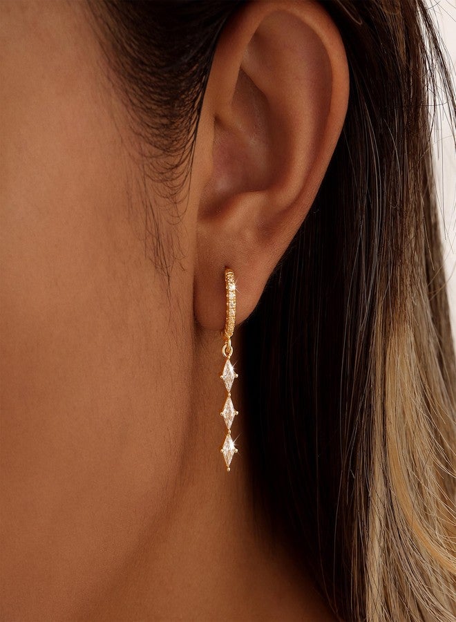 Amicon Dangle Earrings for Women, Dainty Gold Earrings 14K Gold Drop Earrings for Women Trendy Hypoallergenic Long Gold Wedding Earring Small Formal Prom Earring Waterproof Fashion Womens Jewelry - Image 2